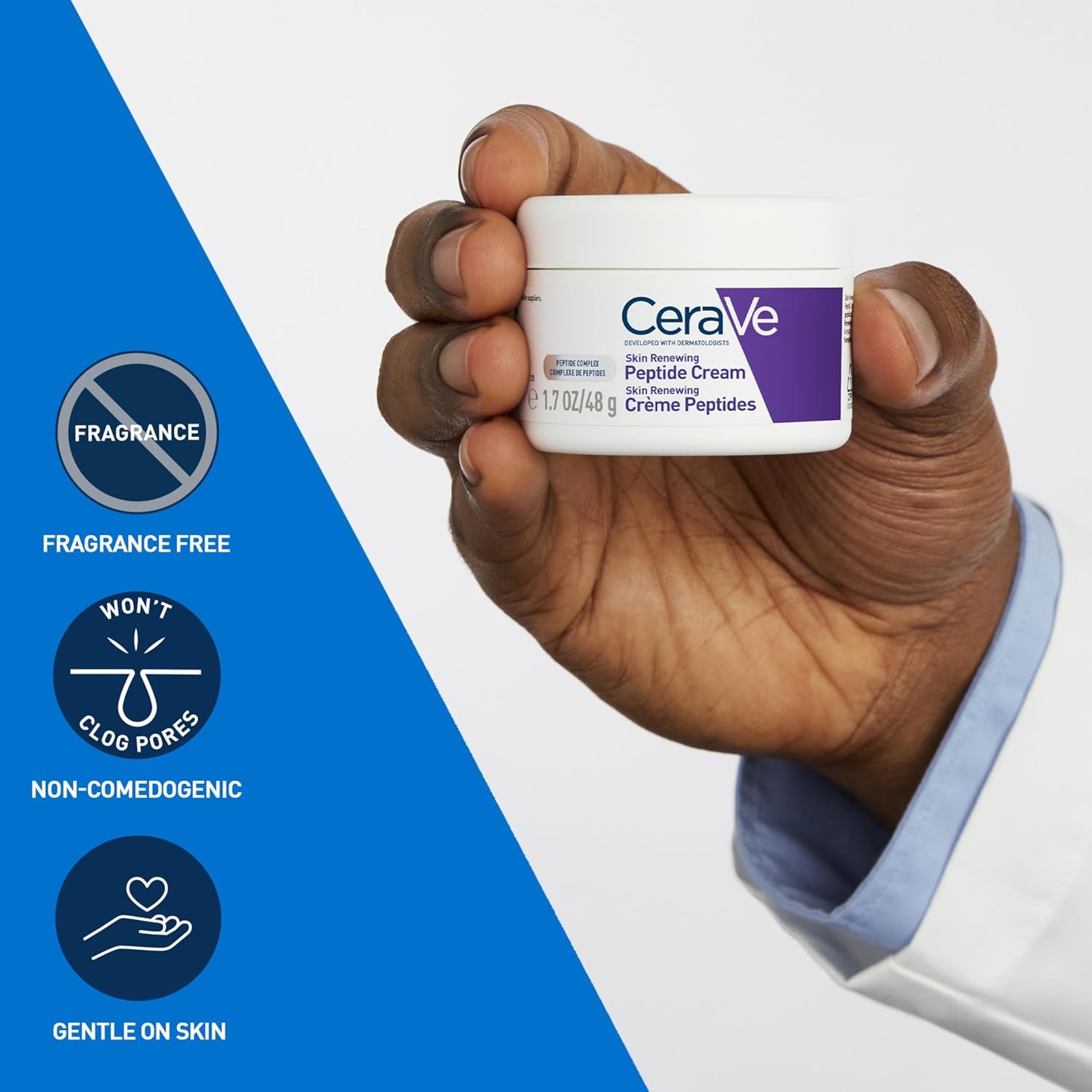 Skin Renewing Night Cream, Niacinamide, Peptide Complex, and Hyaluronic Acid Moisturizer for Face, 1.7 Ounce, Packaging May Vary